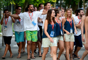 13.07.2016., Zagreb - Studenti europskih sveucilista okupljaju se na Mladosti uoci svecanog otvorenja Europskih sveucilisnih igara. Photo: Marko Prpic/PIXSELL